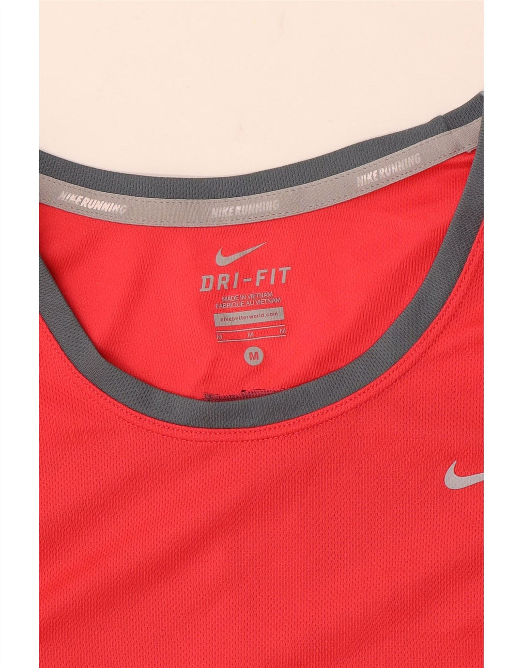 NIKE T-shirt Dri Fit pour femme UK 12 Rouge moyen Colourblock
