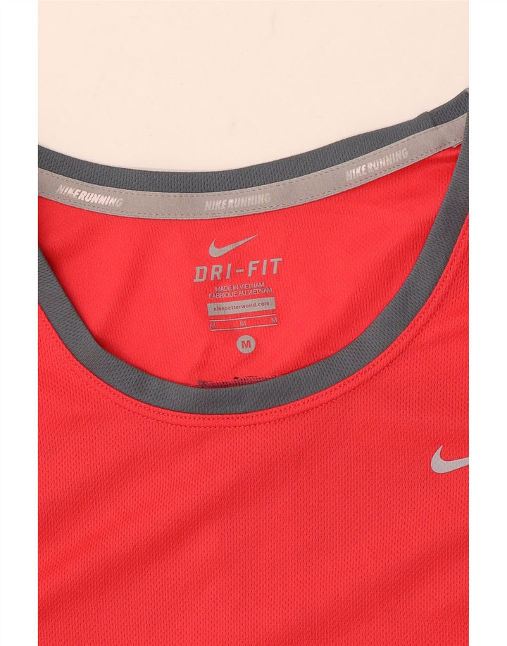 NIKE T-shirt Dri Fit pour femme UK 12 Rouge moyen Colourblock