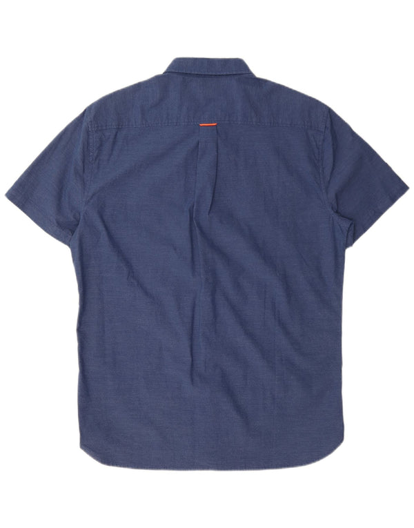 Superdry Chemise à Manches Courtes Regular Fit Homme Bleu Marine Moyen Coton