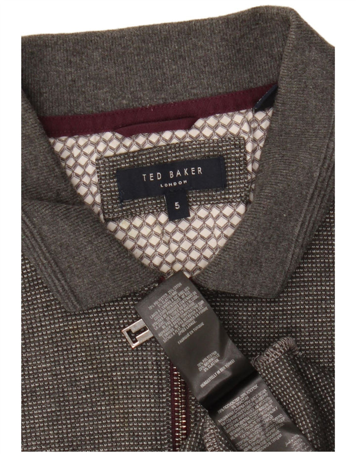 Ted Baker Polo à manches longues pour homme Taille 5 XL Gris Moucheté Polyester
