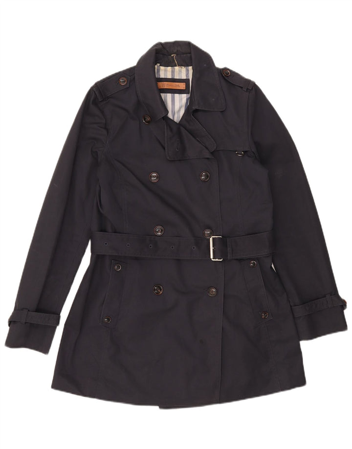 Massimo Dutti Trench-Coat Femme UK 12 Coton Bleu Marine Moyen