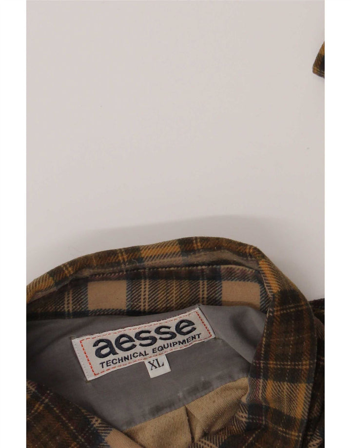 Aesse Chemise en flanelle pour homme XL à carreaux marron