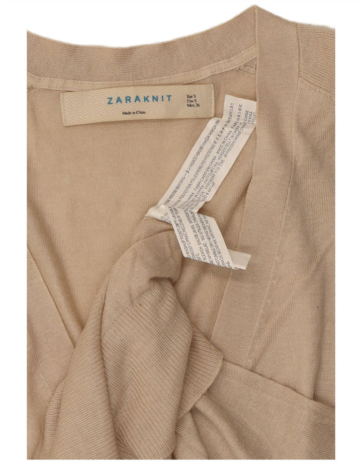 ZARA Cardigan Femme Pull UK 10 Petit Viscose Blanc Cassé