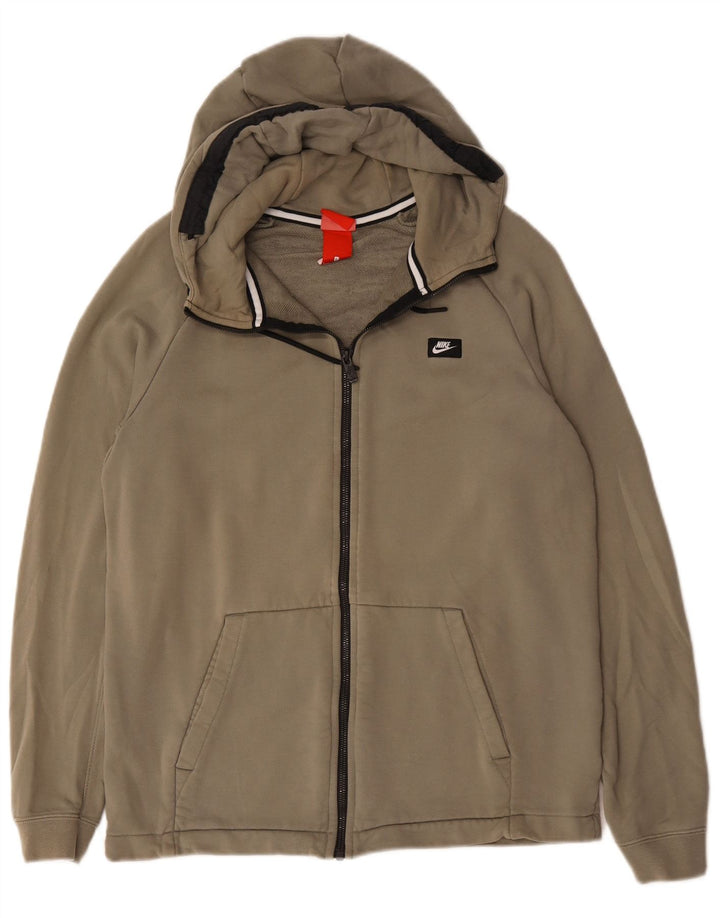 Nike Pull à capuche zippé pour homme Grand coton kaki