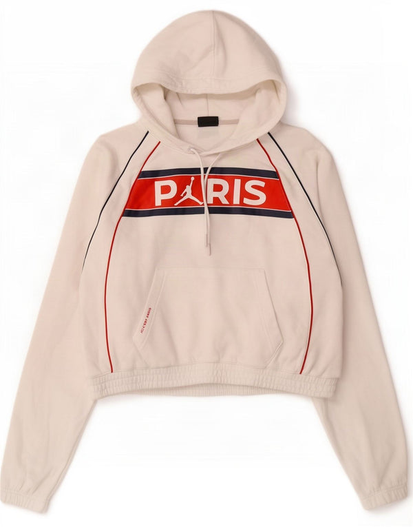 Jordan Pull à capuche surdimensionné graphique pour femme UK 10 Petit coton blanc
