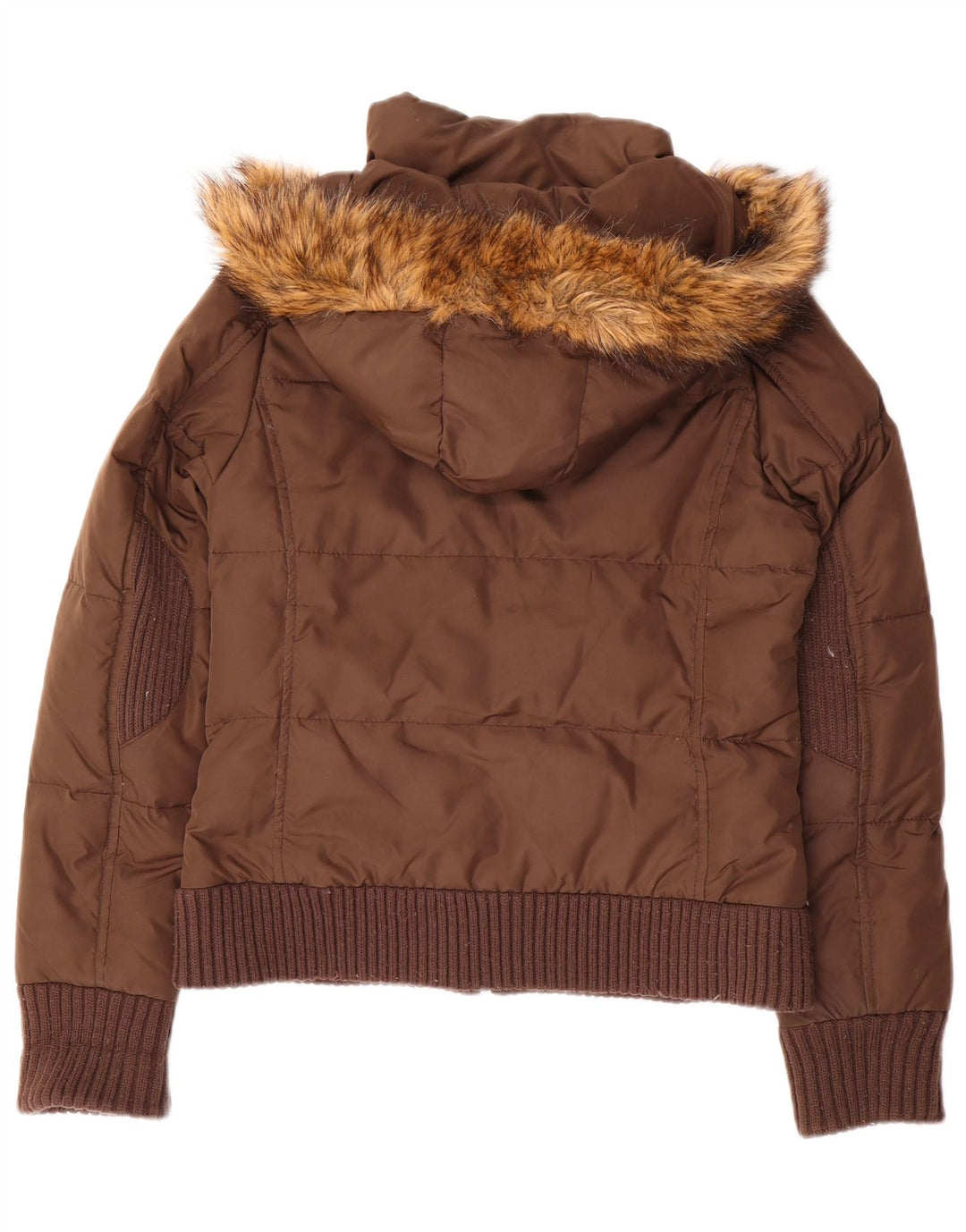 Miss Sixty Veste matelassée à capuche pour femme UK 10 Small Marron Polyamide