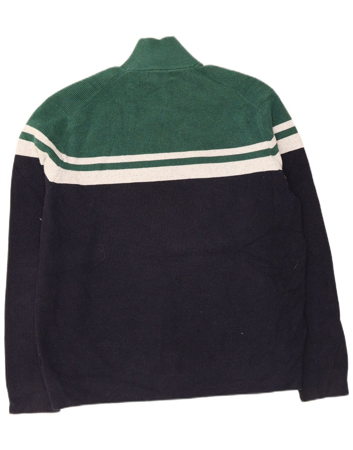 Marks & Spencer Pull col zippé pour homme XL Bleu marine Colourblock