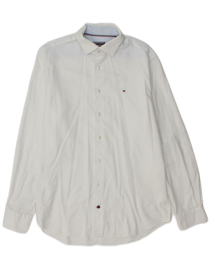 Tommy Hilfiger Chemise coupe régulière pour homme Taille 42 16 1/2 Large Blanc