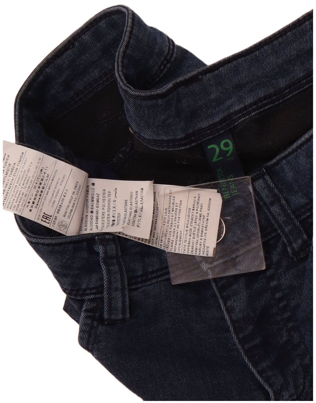 Benetton Jean Skinny Femme W29 L30 Bleu Coton