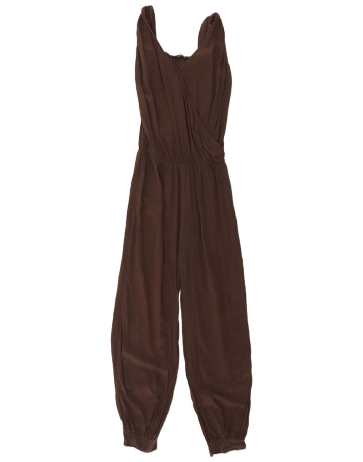 combinaison sans manches femme vintage IT 44 Soie marron moyen