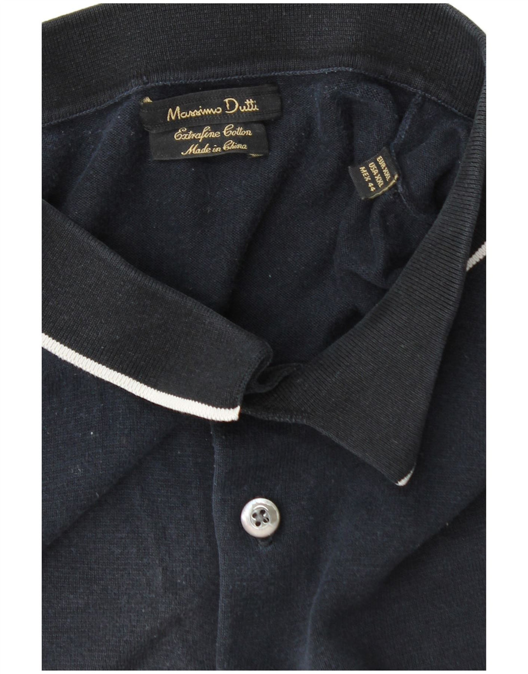 Massimo Dutti Polo Homme 2XL Bleu Marine Coton
