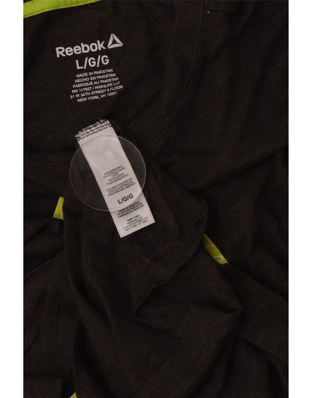 Reebok T-Shirt Graphique Homme Large Gris Coton