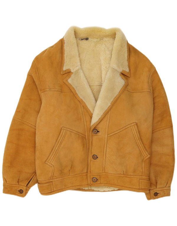 veste en peau de mouton vintage pour homme IT 54 2XL Cuir marron
