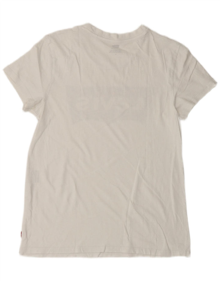 Levi's T-Shirt Graphique Femme UK 14 Blanc Moyen