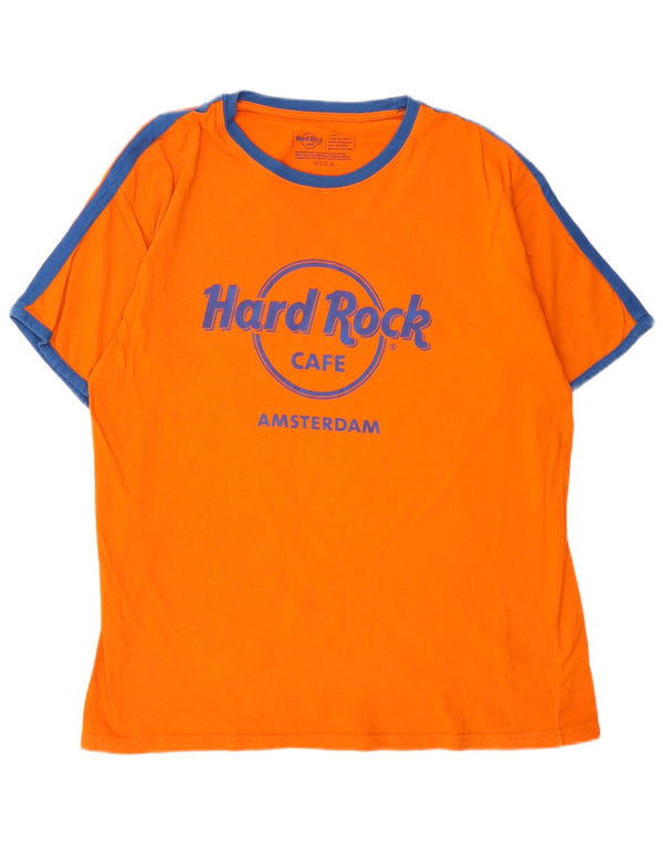 Hard Rock Cafe Amsterdam T-shirt graphique pour homme Grand color block orange