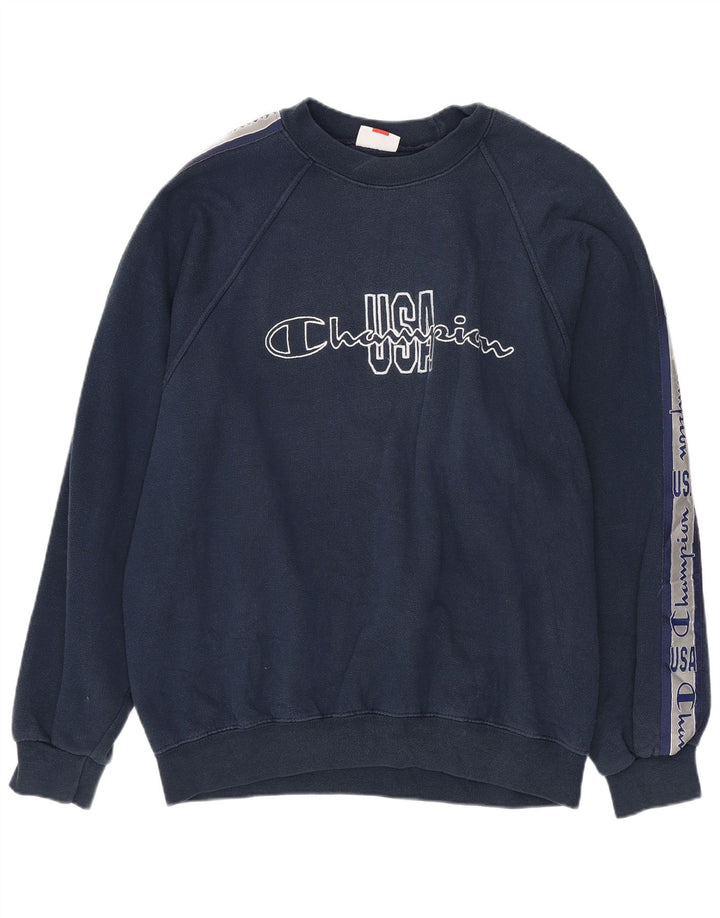 CHAMPION Sweat-Shirt Graphique Homme Bleu Marine Moyen Coton