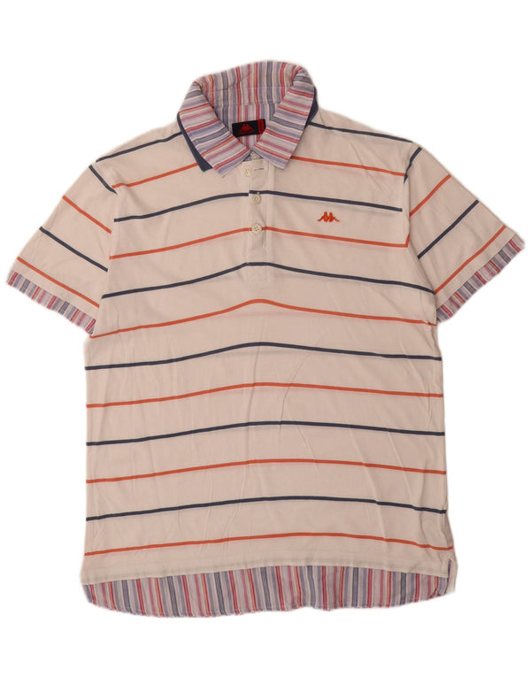 Kappa Polo Homme XL Blanc Rayé Coton