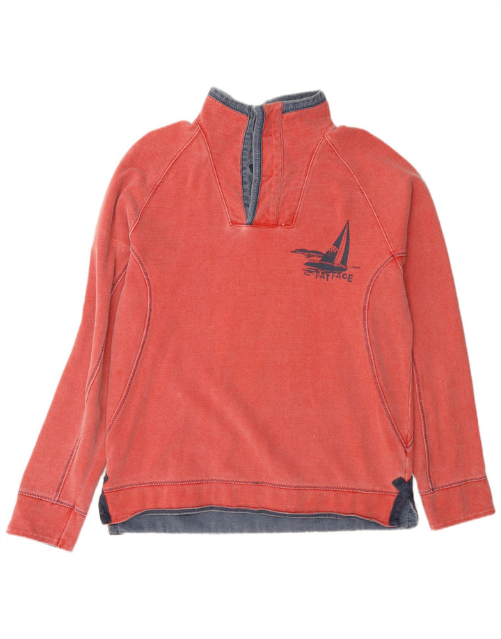 Fat Face Sweat-shirt graphique à col zippé pour hommes, petit coton rouge