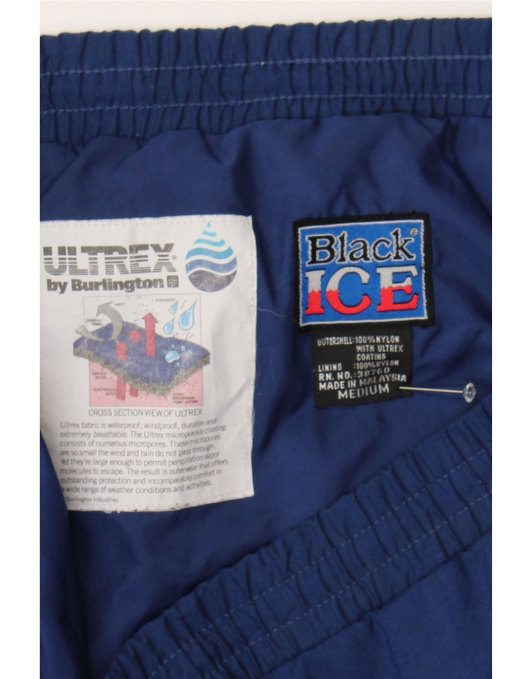 VINTAGE Mens Waterproof Trousers Medium  Navy Blue Nylon Vintage Vintage and Second-Hand Vintage from Messina Hembry 