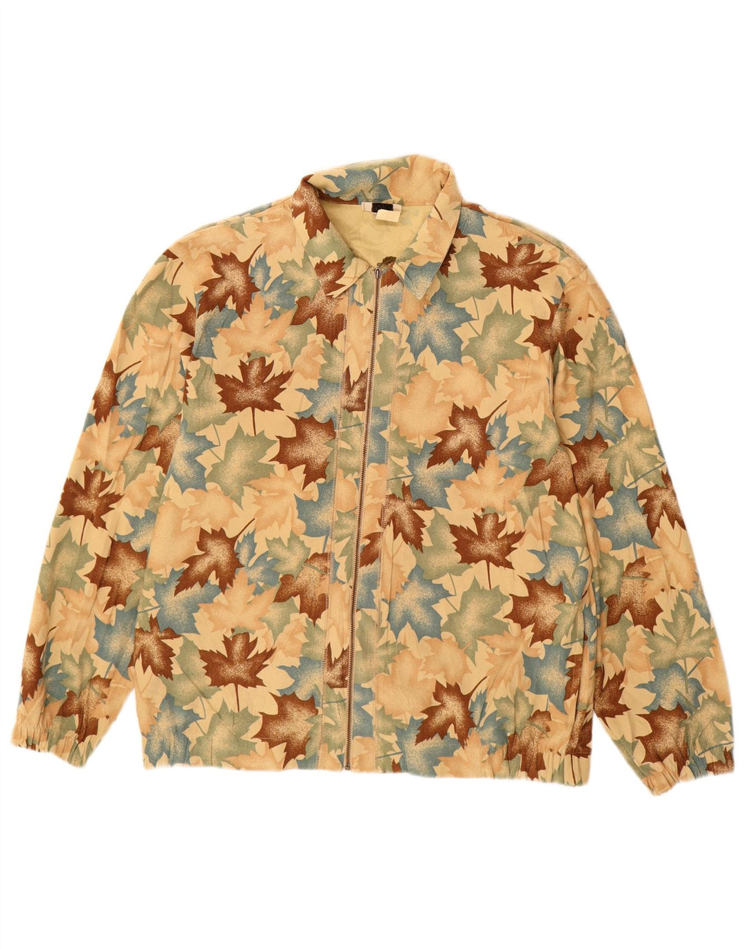 Veste Bomber Femme Vintage UK 14 Polyester Floral Beige Moyen