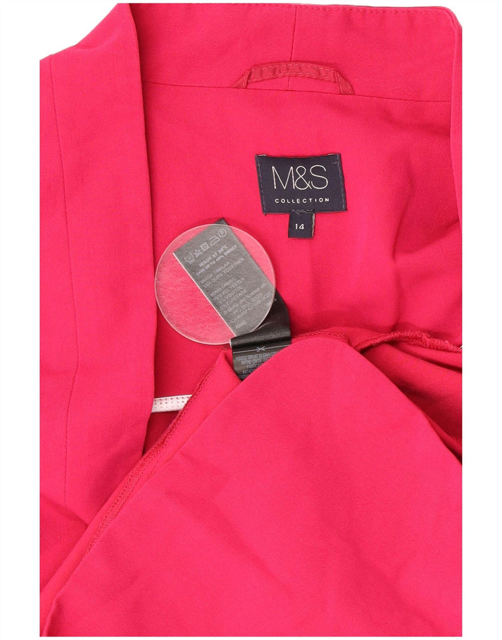 Marks & Spencer Veste Blazer Ouverte Femme UK 14 Rose Moyen Polyester