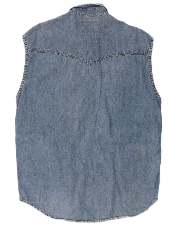 Wrangler Chemise en jean sans manches Western pour homme 2XL Bleu Coton