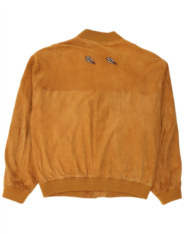 Veste Bomber En Daim Vintage Homme IT 58 4XL Cuir Marron
