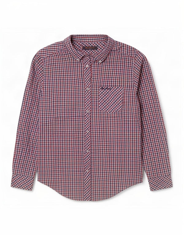 Ben Sherman Chemise Heritage Homme Grand Carreau Rouge Coton