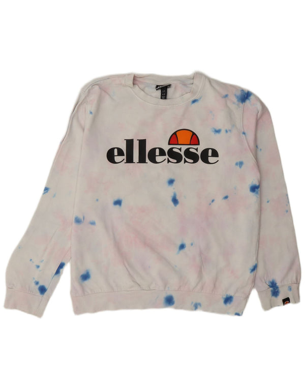 Ellesse Sweat-shirt graphique pour femme UK 12 en coton tie-dye blanc moyen