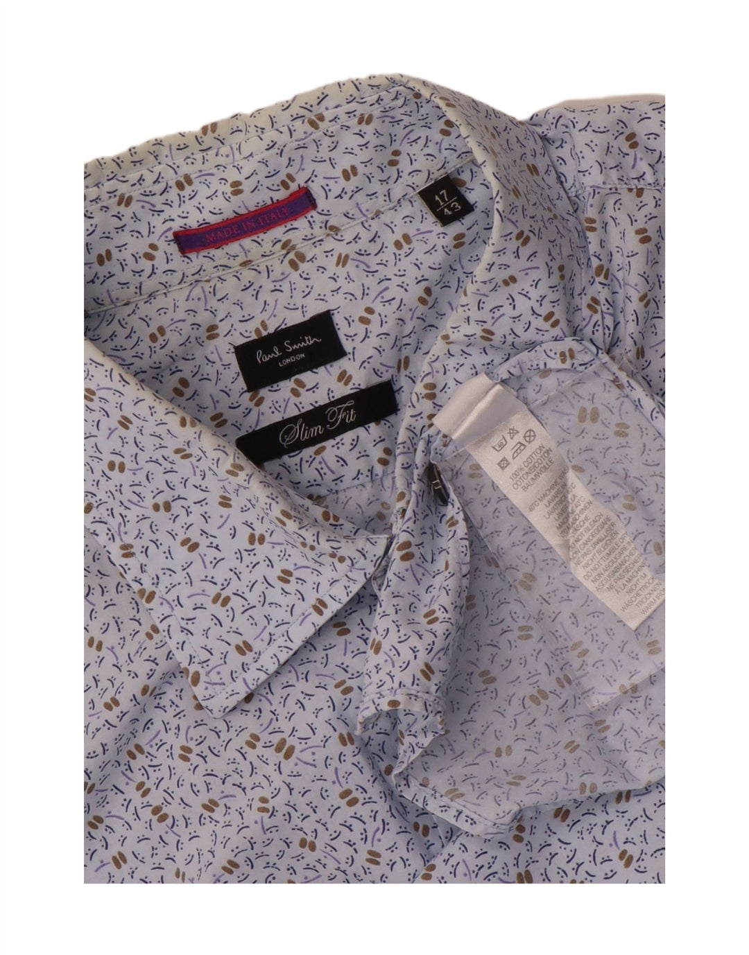 Paul Smith Chemise slim à motif abstrait pour homme Taille 43 17 Bleu moyen
