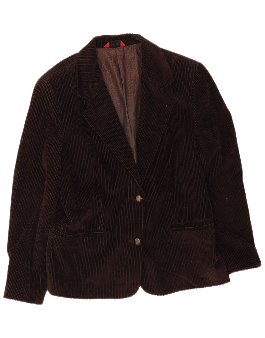 Sisley Veste blazer en velours côtelé à 2 boutons pour femme UK 16 Large Marron Coton