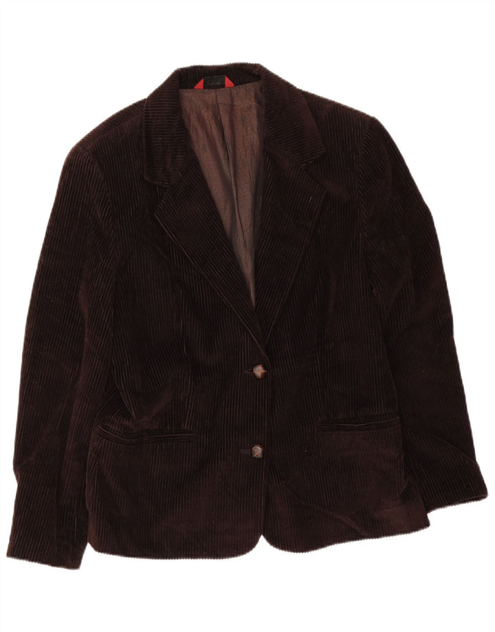 Sisley Veste blazer en velours côtelé à 2 boutons pour femme UK 16 Large Marron Coton