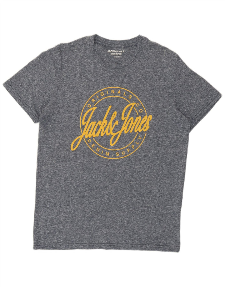 Jack & Jones T-Shirt Graphique Homme Bleu Moyen Moucheté