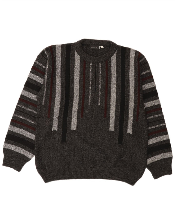 Alessandro Magno Pull Col Rond Homme Gris Moyen Rayé Acrylique