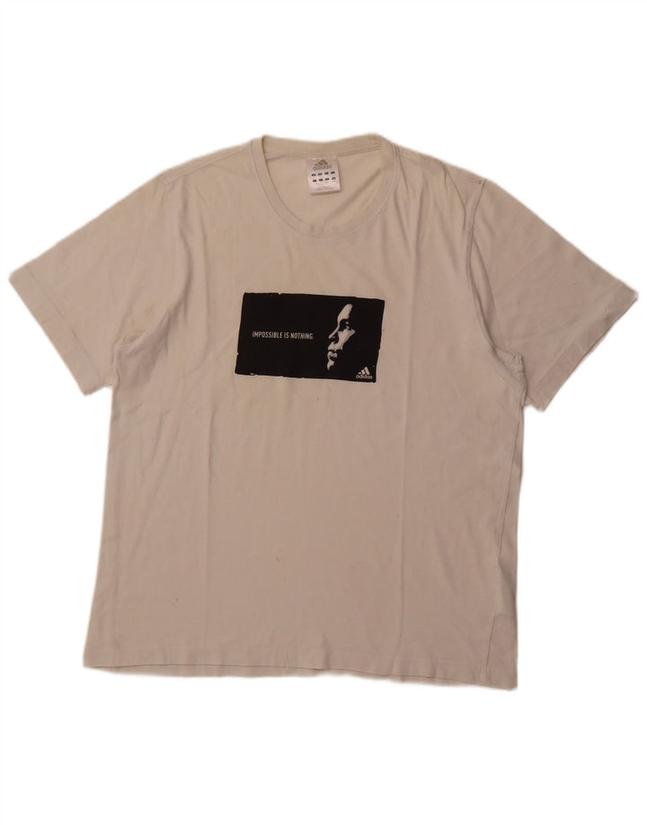 ADIDAS T-shirt graphique pour hommes, grand coton blanc