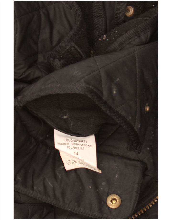 Barbour Veste matelassée militaire pour femme UK 14 Large Noir Polyester