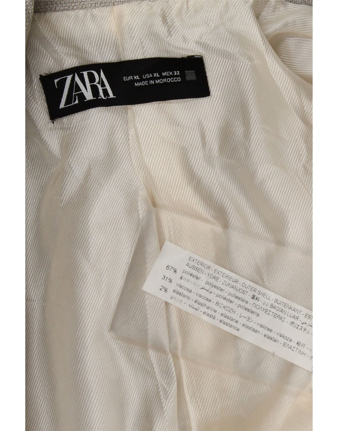 Zara Womens Crop Double Breasted Blazer Jacket UK 18 XL Gris Polyester