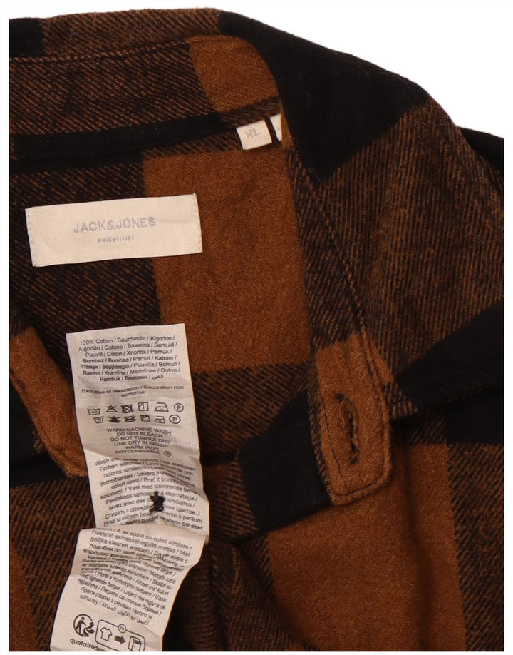 JACK & JONES Chemise Flanelle Homme XL Marron Carreaux Coton