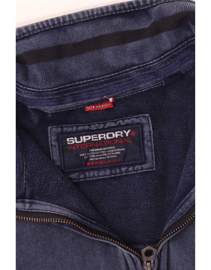 Superdry Pull zippé à col zippé en coton bleu marine moyen
