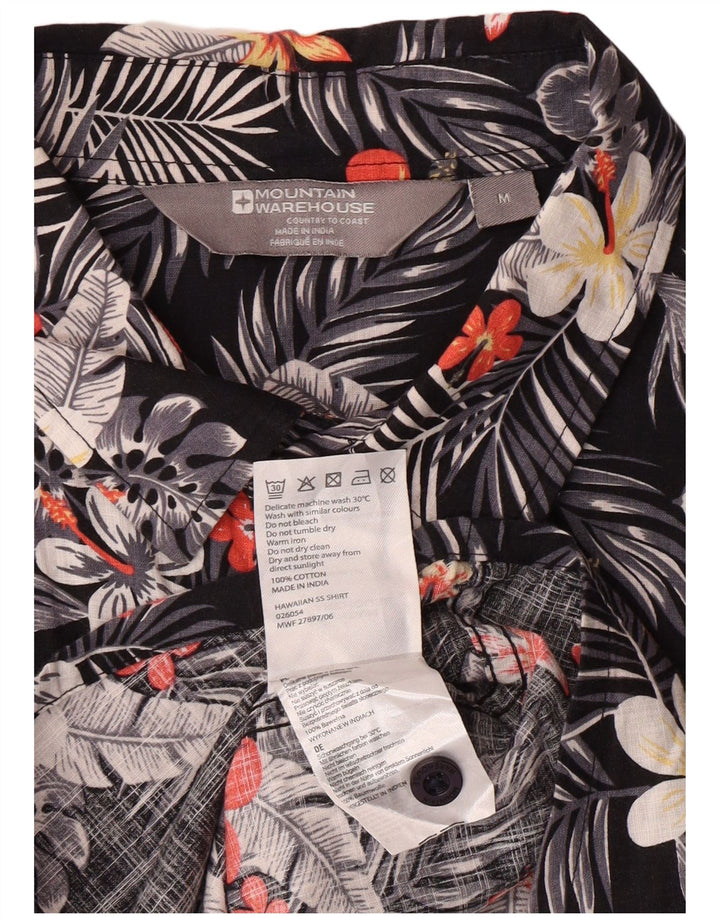 Mountain Warehouse Chemise à manches courtes pour homme Motif floral hawaïen Noir moyen