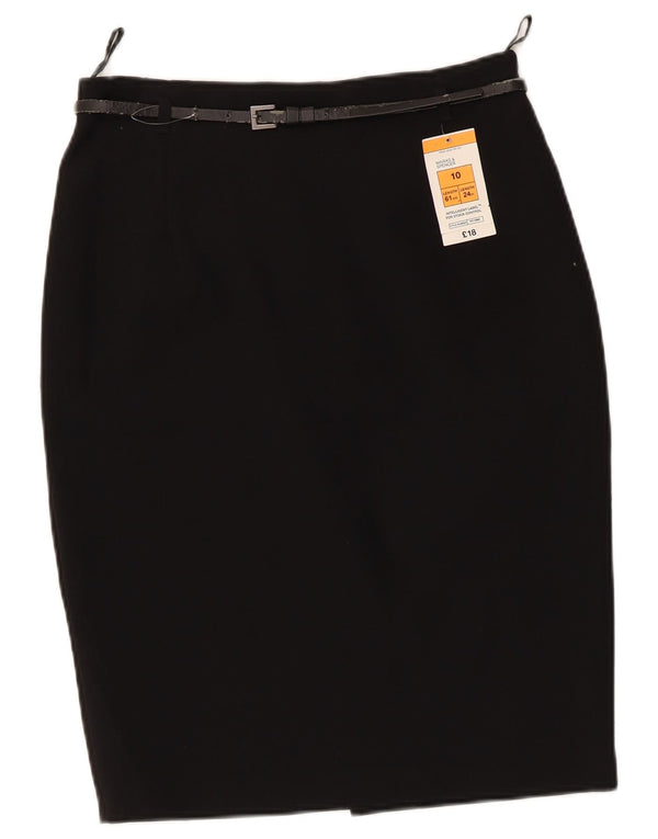 Marks & Spencer Jupe crayon pour femme UK 10 Small W28 Noir Polyester
