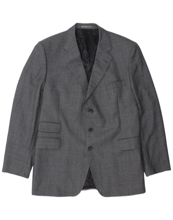 AQUASCUTUM Veste blazer à 3 boutons pour homme UK 48 4XL Gris à carreaux en laine
