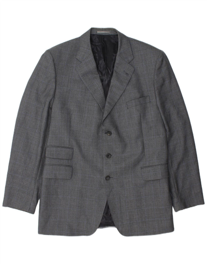 AQUASCUTUM Veste blazer à 3 boutons pour homme UK 48 4XL Gris à carreaux en laine