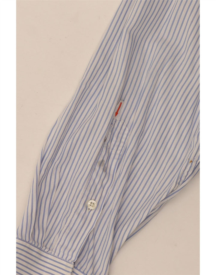 LACOSTE Chemise homme Taille 42 Grand coton à fines rayures bleues