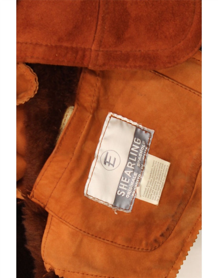 veste en peau de mouton vintage pour homme UK 40 Grande peau de mouton brune