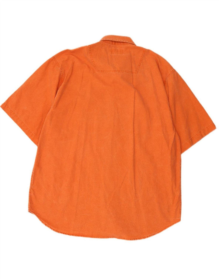 VINTAGE Mens Short Sleeve Shirt XL Orange Cotton