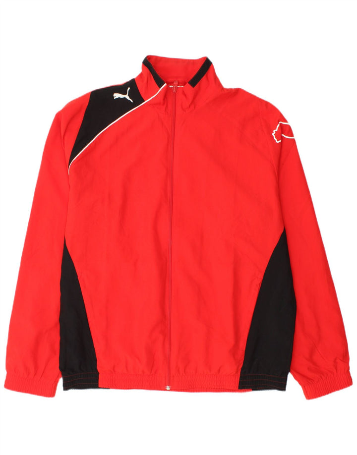 Puma Veste de survêtement graphique pour homme Large Rouge Colorblock Polyester