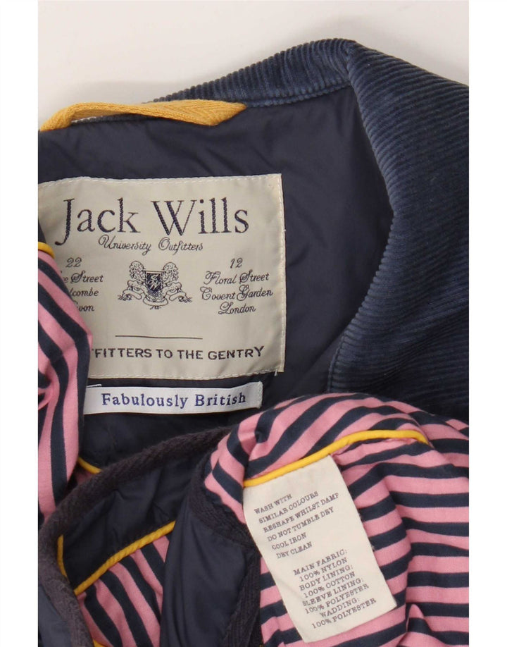 Jack Wills Veste matelassée pour femme UK 14 Medium Navy Blue Nylon