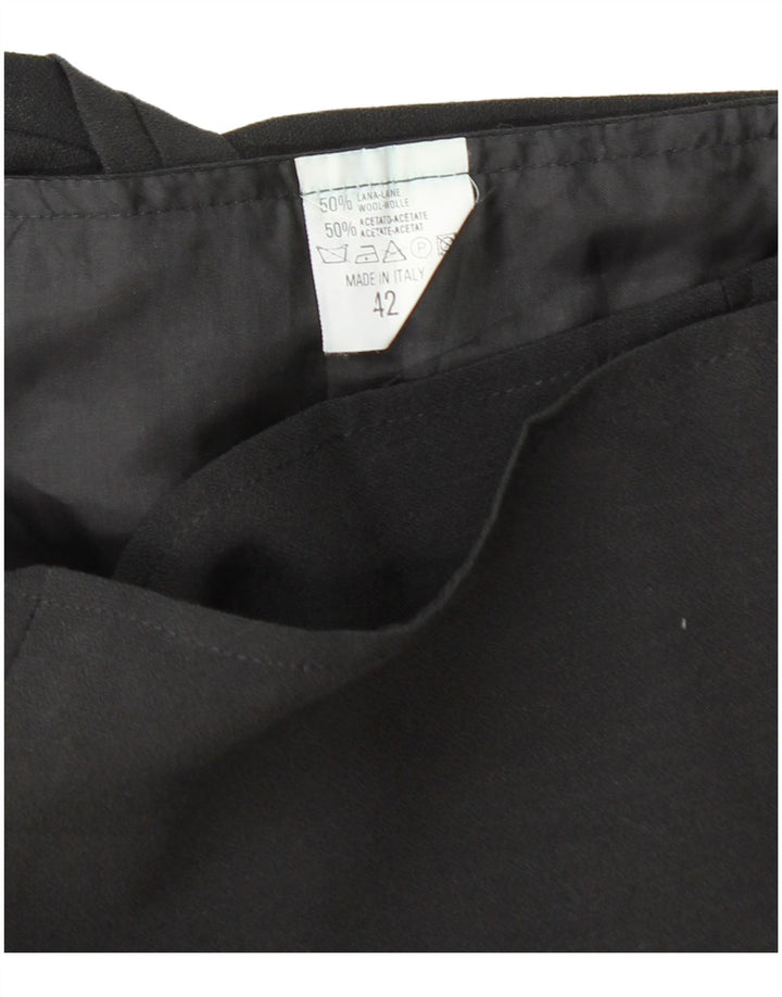 VINTAGE Mini jupe portefeuille femme IT 42 Medium W26 laine noire