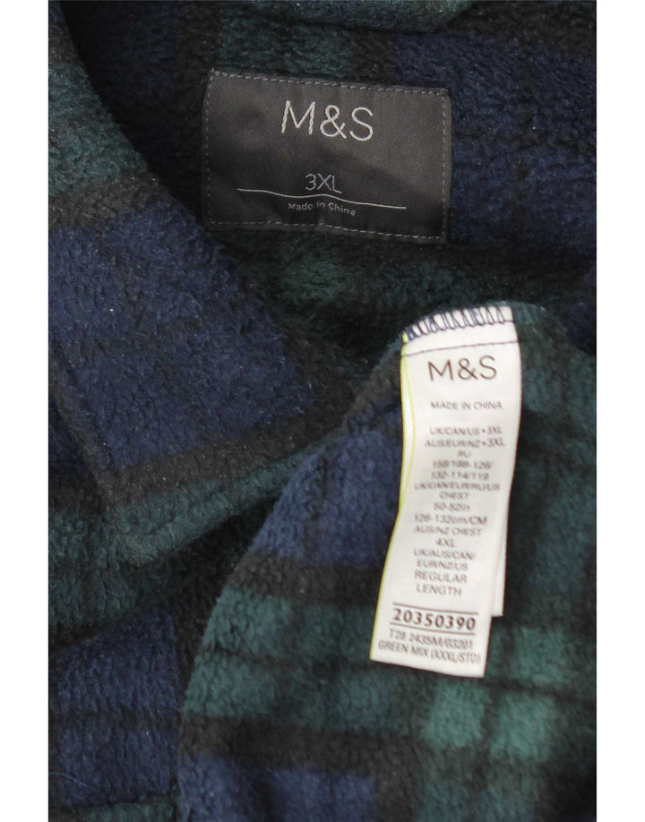 Marks & Spencer Chemise polaire pour homme 3XL Vert à carreaux Polyester